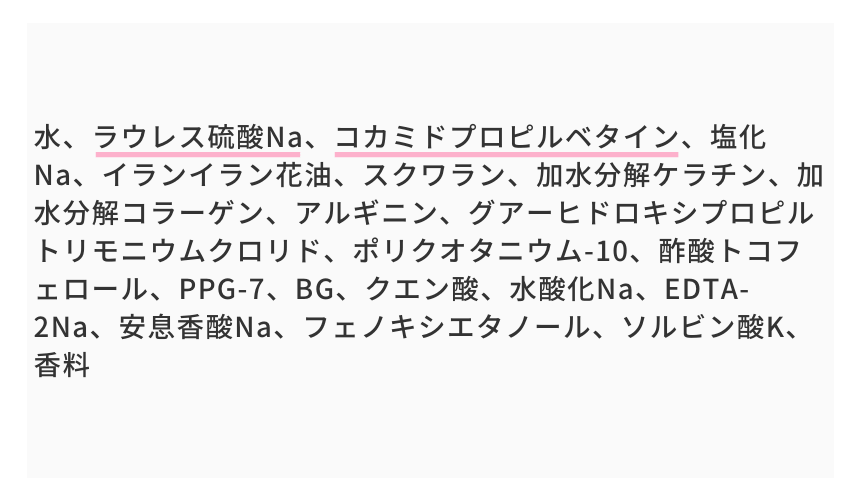 シャンプーの成分表示